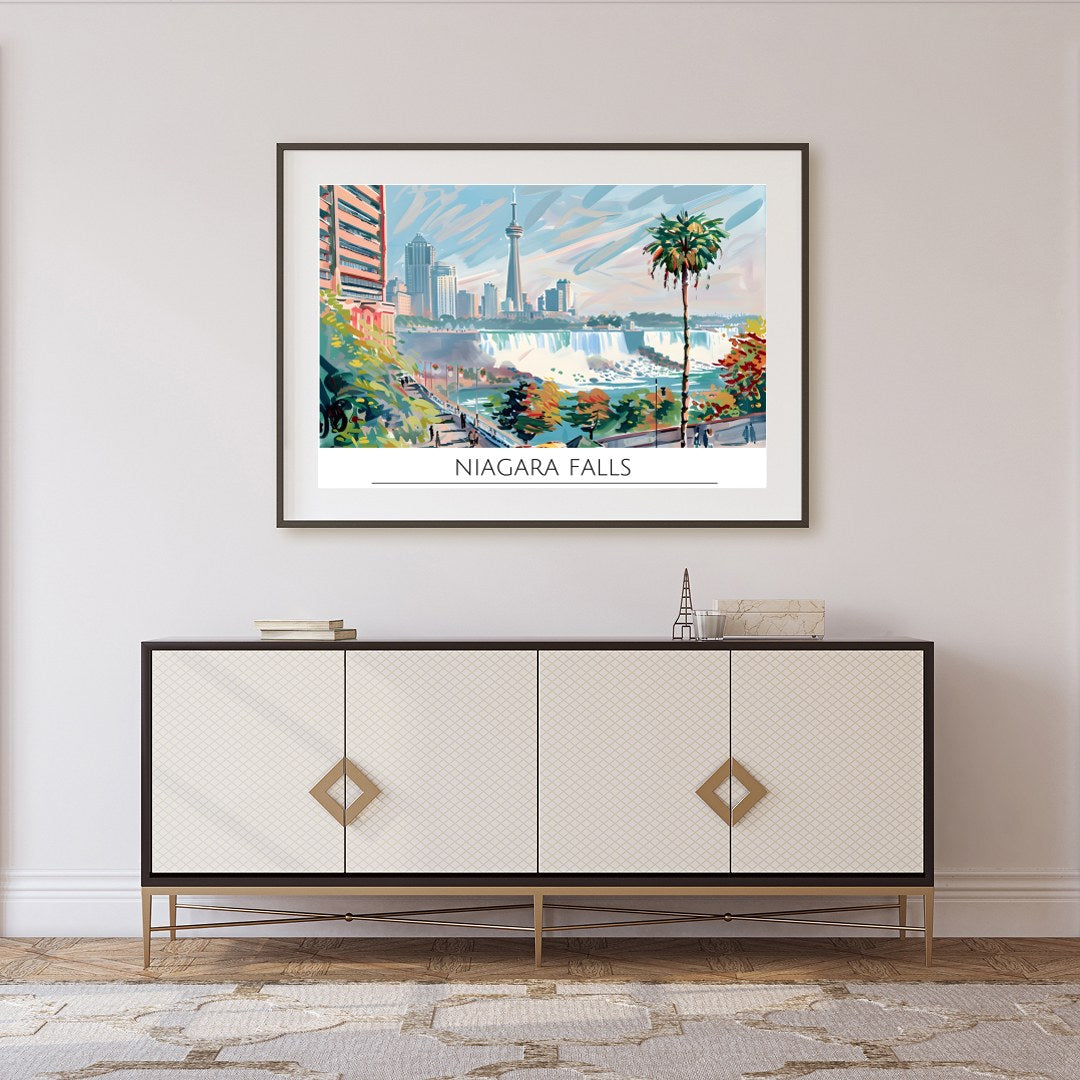 Experience the vibrant fusion of urban architecture and natural beauty with this stunning artwork. for Foyer