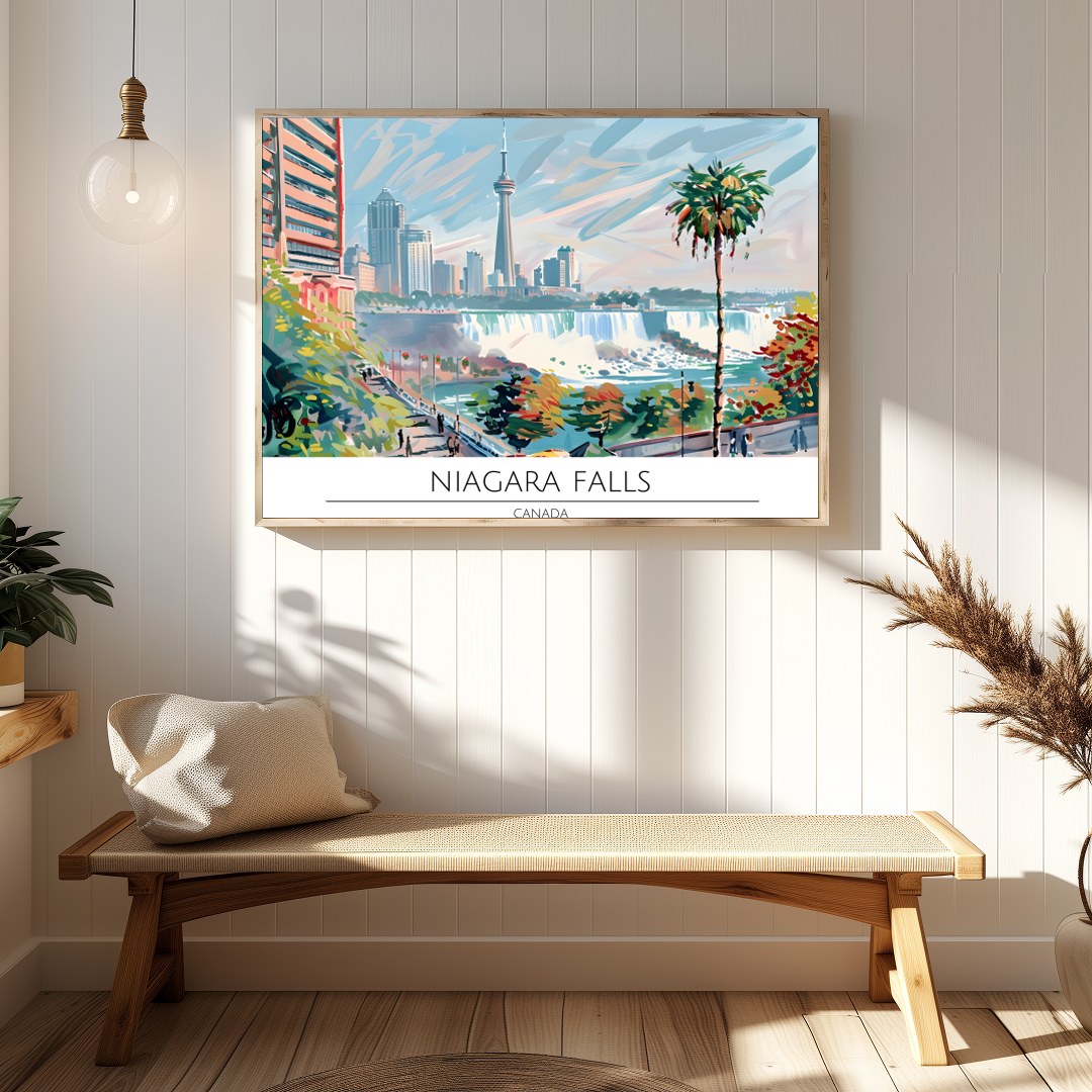 Experience the vibrant fusion of urban architecture and natural beauty with this stunning artwork. for Hallway