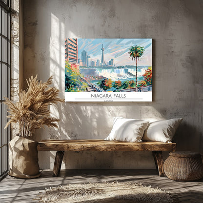Experience the vibrant fusion of urban architecture and natural beauty with this stunning artwork. for Veranda