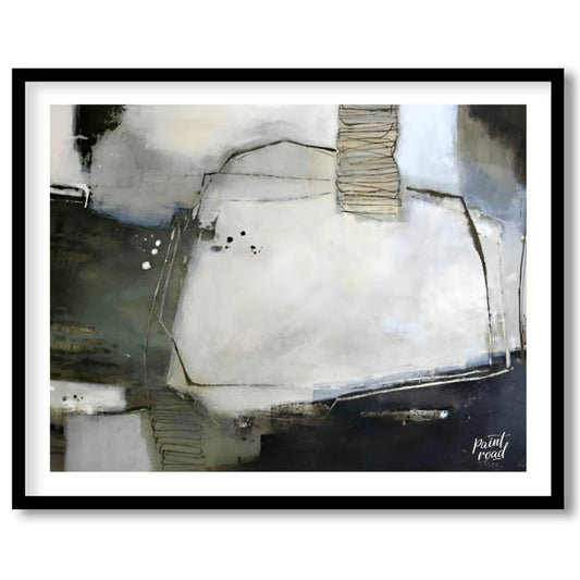 """Urban Scrawl"" presents a dynamic abstract composition with a raw, textural quality. The artwork… for abode