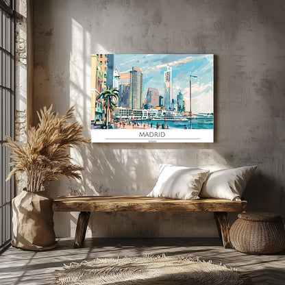 Capture the vibrant essence of Madrid with this captivating artwork showcasing the city's dynamic for Veranda