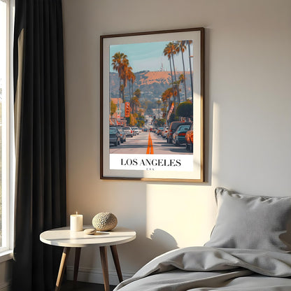 Capture the vibrant energy of Los Angeles with this stunning street scene art print. Featuring for Bedroom