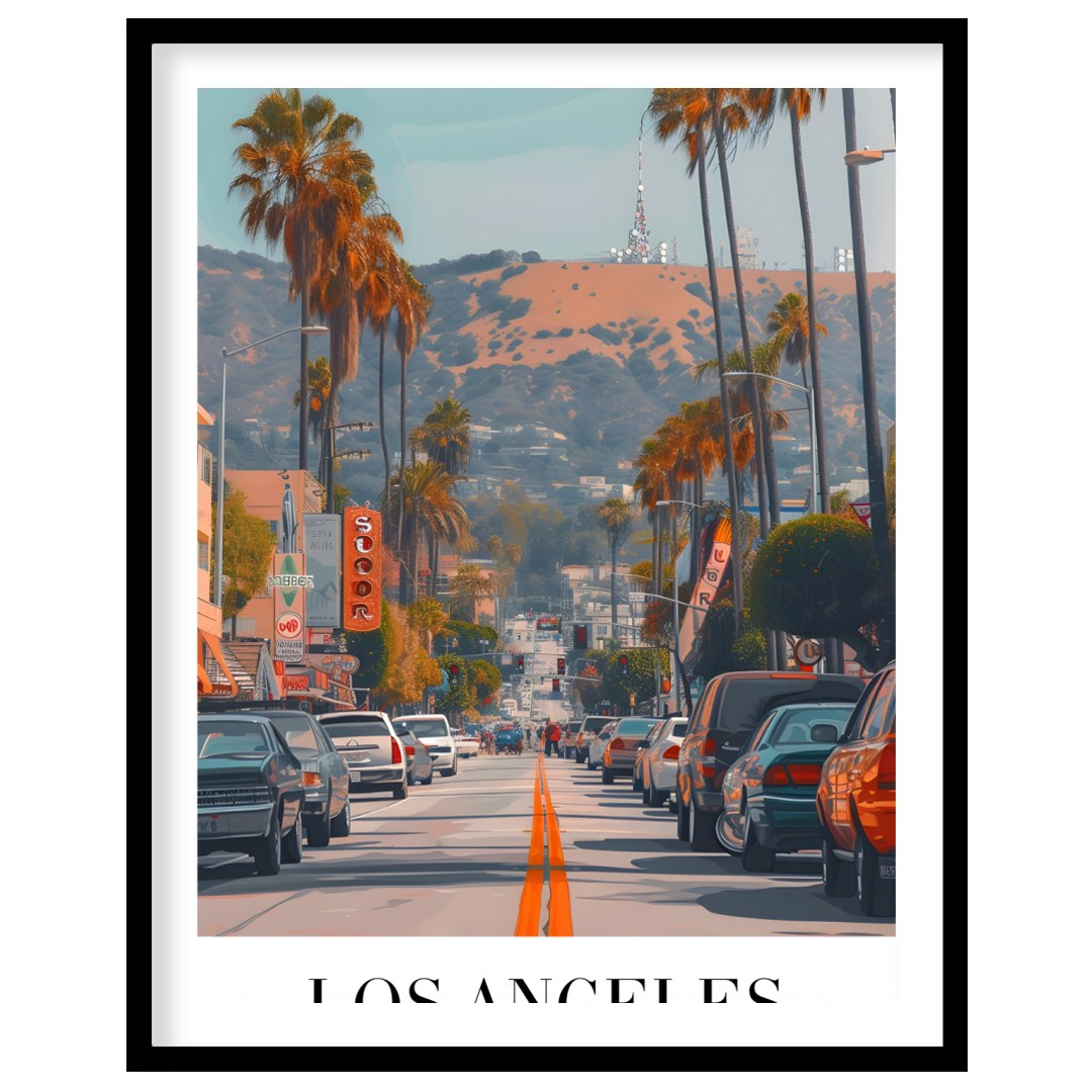 Capture the vibrant energy of Los Angeles with this stunning street scene art print. Featuring for decor