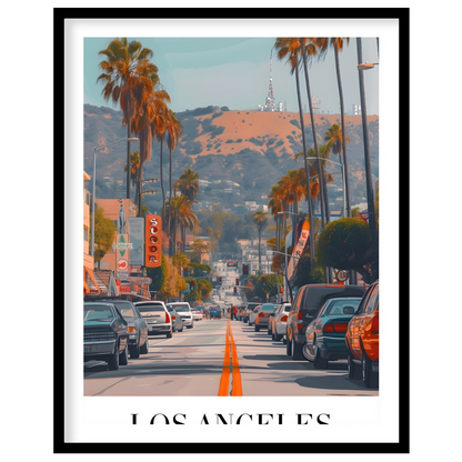 Capture the vibrant energy of Los Angeles with this stunning street scene art print. Featuring for decor