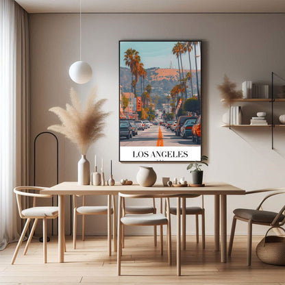 Capture the vibrant energy of Los Angeles with this stunning street scene art print. Featuring for Dining