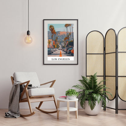 Capture the vibrant energy of Los Angeles with this stunning street scene art print. Featuring for Foyer
