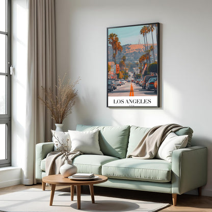 Capture the vibrant energy of Los Angeles with this stunning street scene art print. Featuring for Hall