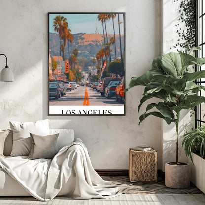 Capture the vibrant energy of Los Angeles with this stunning street scene art print. Featuring for Living Room