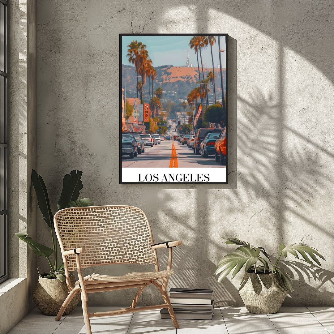 Capture the vibrant energy of Los Angeles with this stunning street scene art print. Featuring for Sitting Area