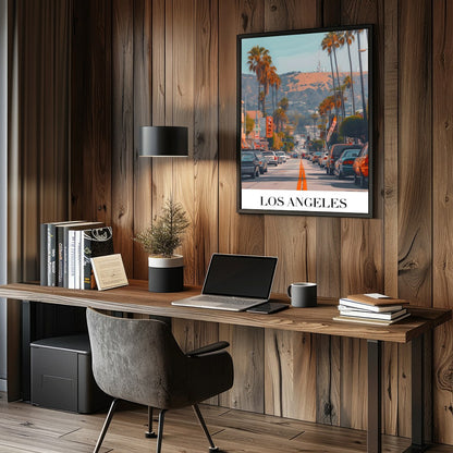 Capture the vibrant energy of Los Angeles with this stunning street scene art print. Featuring for Study and Office