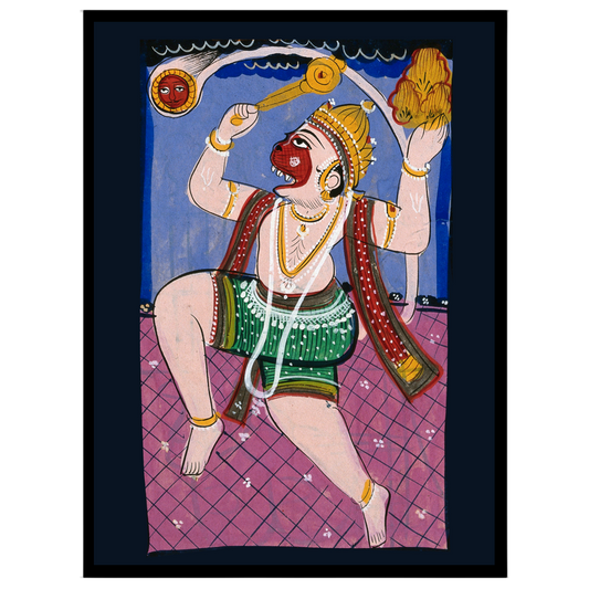 Celebrate the valor and devotion of Lord Hanuman with this vibrant Phad artwork, beautifully for kitchen