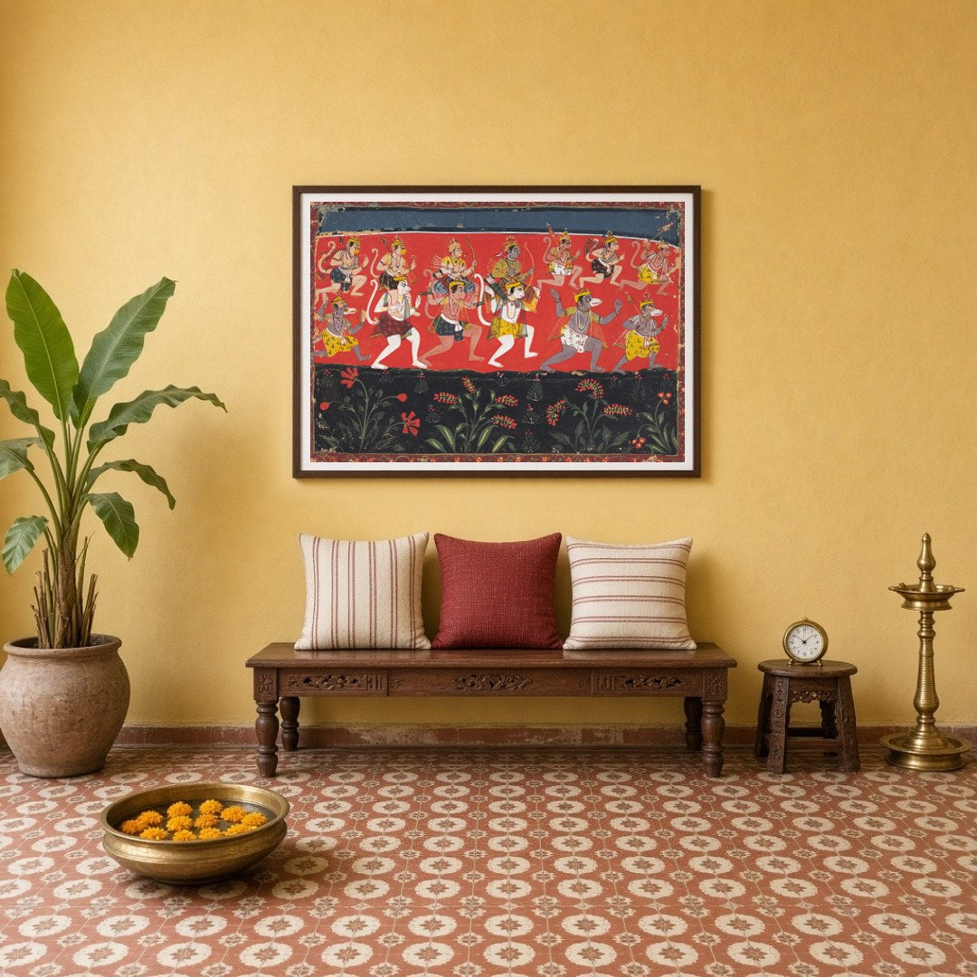 Immerse yourself in the vibrancy of devotion and epic tales with this striking depiction of for Entrance