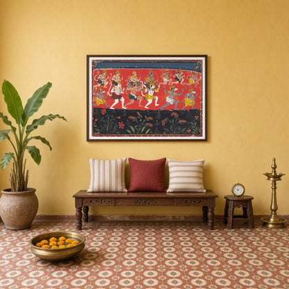 Immerse yourself in the vibrancy of devotion and epic tales with this striking depiction of for Entrance