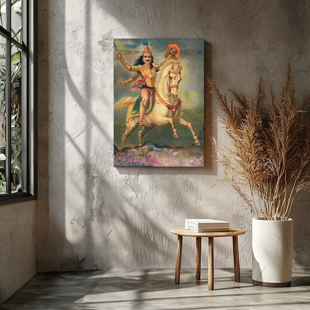 Experience the grandeur of a bygone era with this exquisite vintage artwork featuring a gallant for Entrance