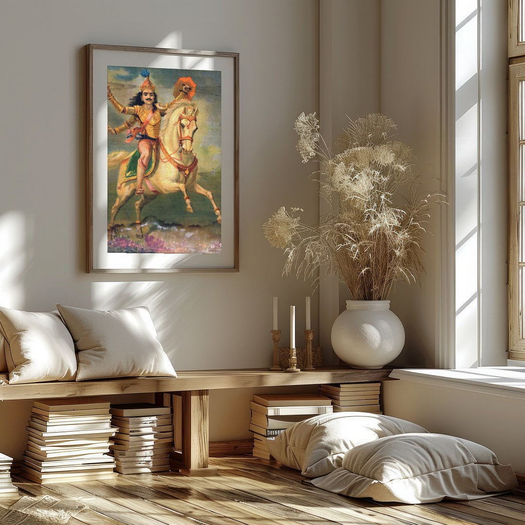 Experience the grandeur of a bygone era with this exquisite vintage artwork featuring a gallant for gallery