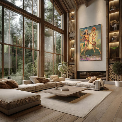 Experience the grandeur of a bygone era with this exquisite vintage artwork featuring a gallant for Living Room