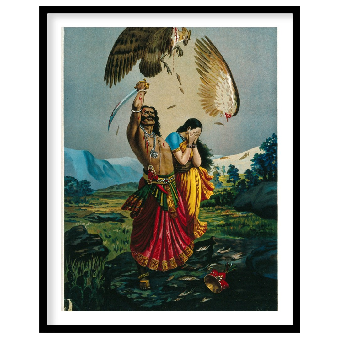 This captivating piece of art illustrates a dramatic scene of a warrior raising a sword for kitchen