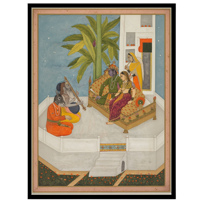 Experience the captivating moment when Sage Valmiki narrates the epic of Ramayana to Rama and Sita. for house