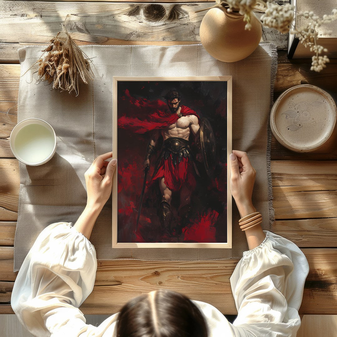 Immerse yourself in the dramatic prowess of the Crimson Warrior, a strikingly vivid portrayal of for decor