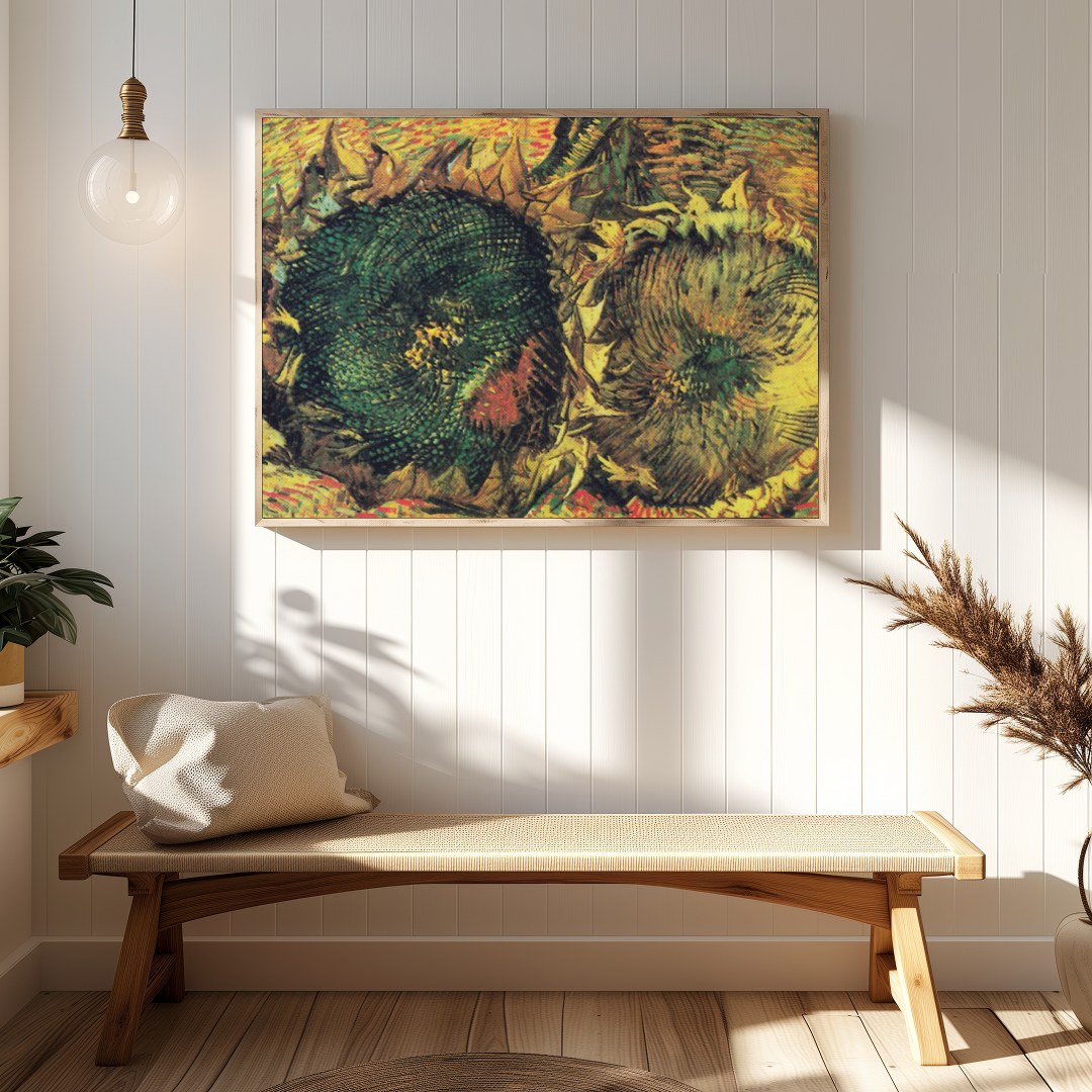 Immerse yourself in the vibrant world of Van Gogh with this captivating depiction of sunflowers. for Hallway