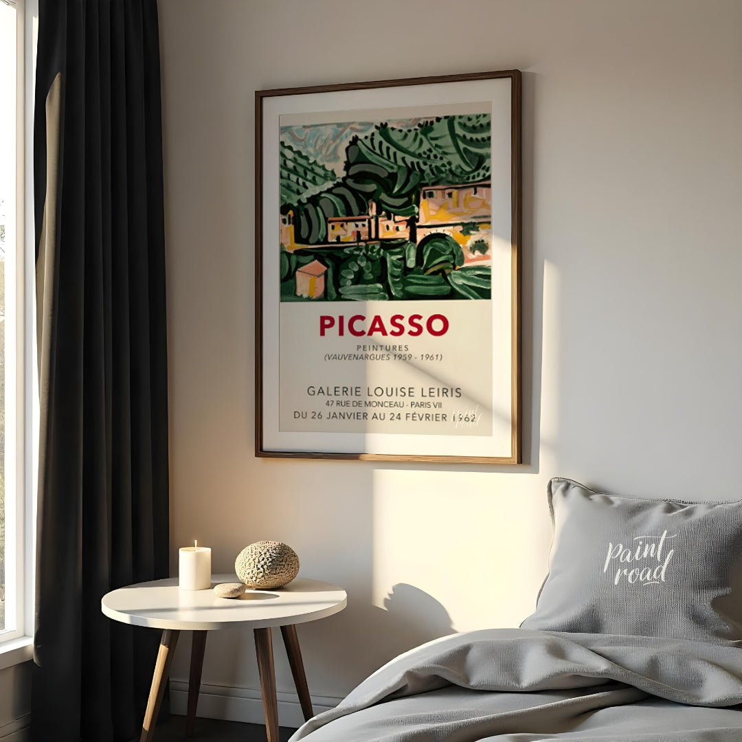 This vintage exhibition poster advertises “PICASSO PEINTURES (VAUVENARGUES 1959 - 1961)” at the GAL… for bedroom