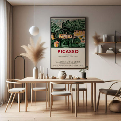 This vintage exhibition poster advertises “PICASSO PEINTURES (VAUVENARGUES 1959 - 1961)” at the GAL… for dining room