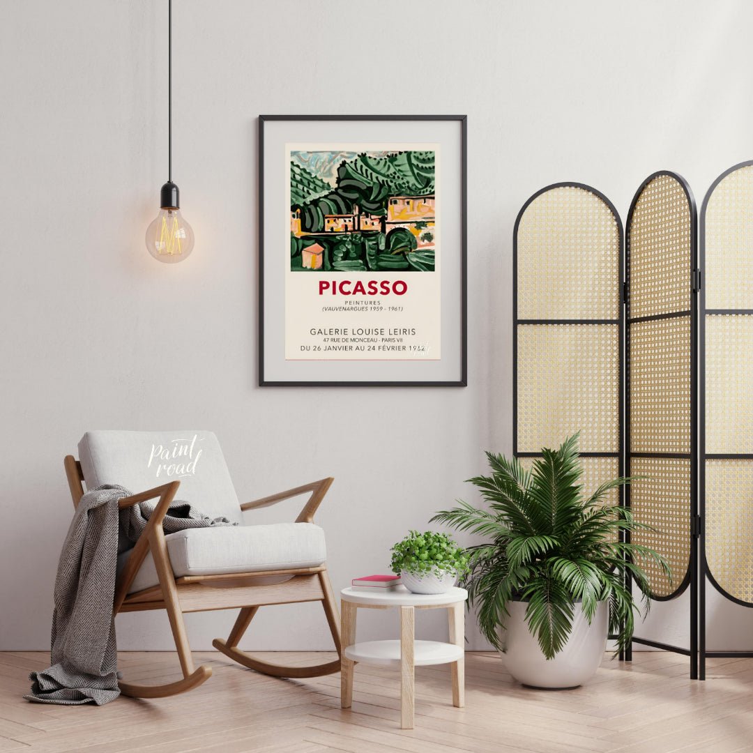 This vintage exhibition poster advertises “PICASSO PEINTURES (VAUVENARGUES 1959 - 1961)” at the GAL… for living room