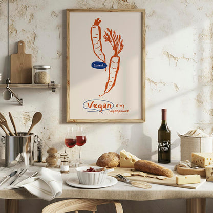 This minimalist yet impactful poster celebrates the vegan lifestyle with a playful declaration. The… for kitchen