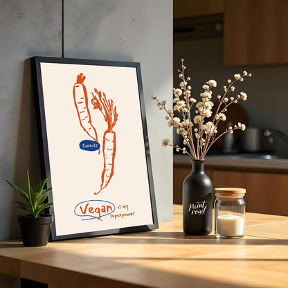 This minimalist yet impactful poster celebrates the vegan lifestyle with a playful declaration. The… for kitchen