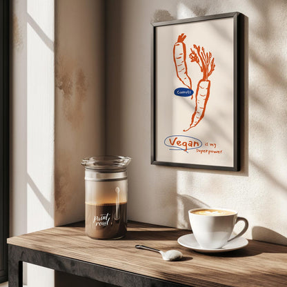This minimalist yet impactful poster celebrates the vegan lifestyle with a playful declaration. The… for kitchen