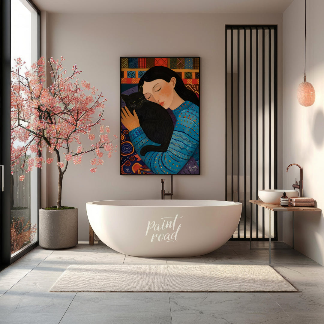 "Velvet Whiskers is a heartwarming celebration of comfort, companionship, and quiet love. This styl… for bathroom