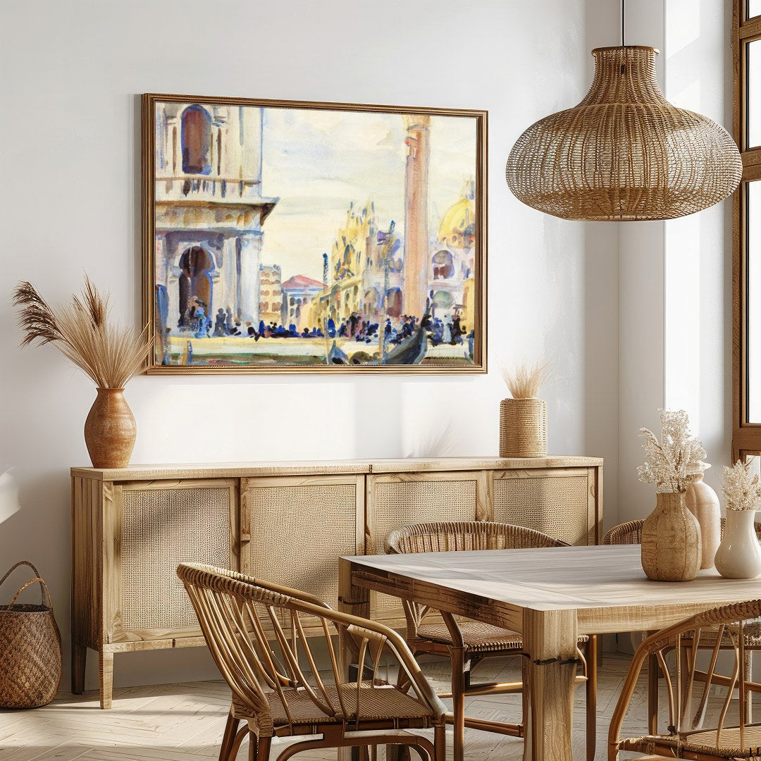 Immerse yourself in the timeless beauty of Venice with this exquisite watercolor artwork. Capturing for Dining