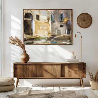 Immerse yourself in the tranquil charm of Venice with this exquisite watercolor artwork. Capturing for Sitting Area