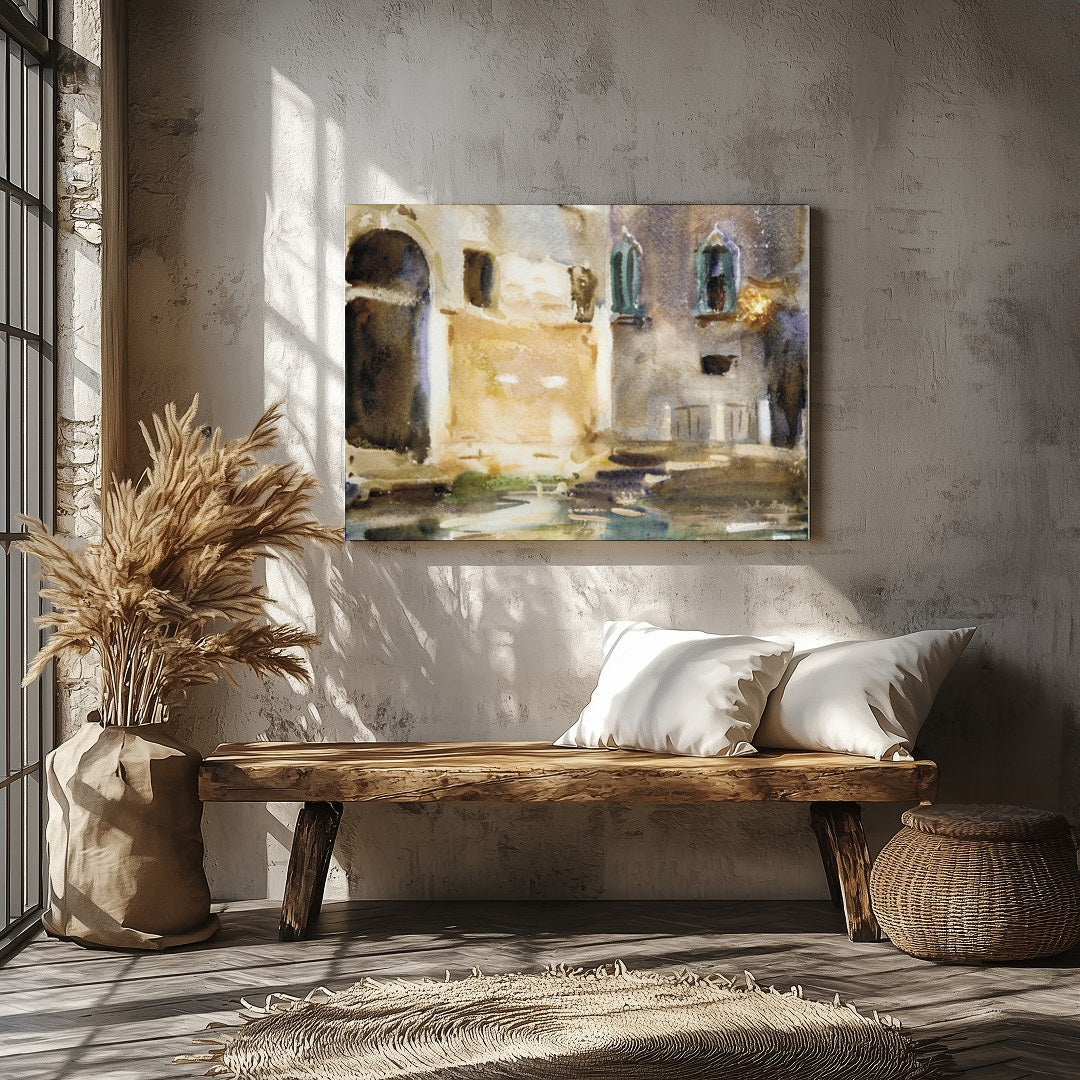 Immerse yourself in the tranquil charm of Venice with this exquisite watercolor artwork. Capturing for Veranda