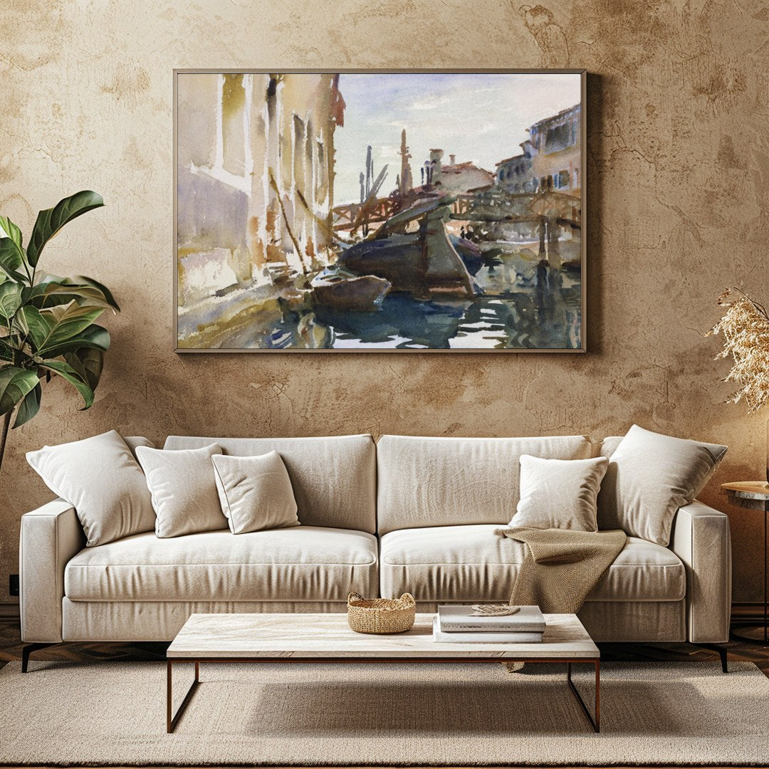 Immerse yourself in the serene beauty of Venice with this exquisite watercolor painting. Capturing for Family Room