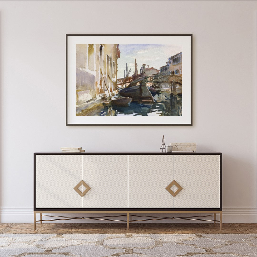 Immerse yourself in the serene beauty of Venice with this exquisite watercolor painting. Capturing for Foyer