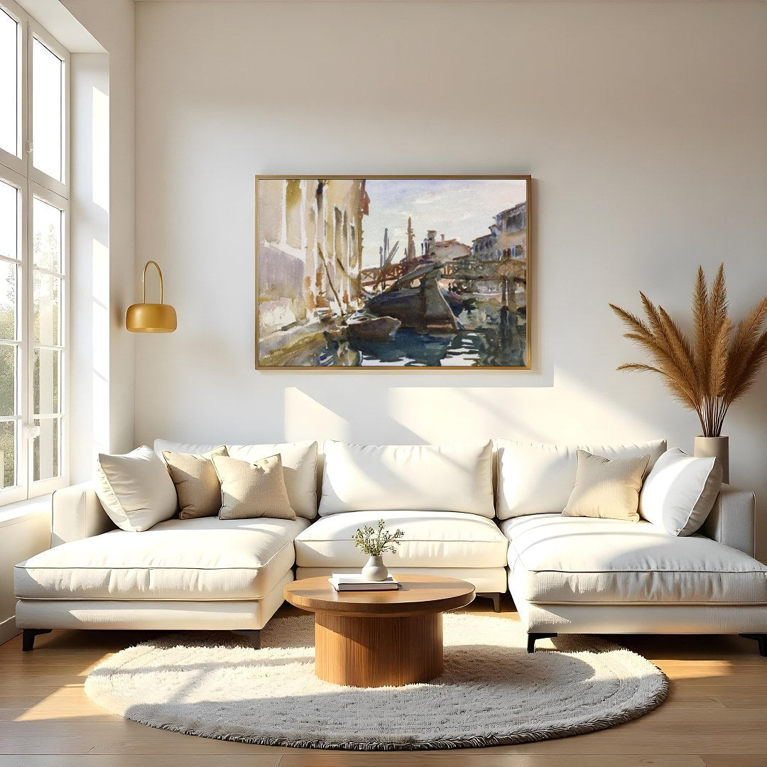 Immerse yourself in the serene beauty of Venice with this exquisite watercolor painting. Capturing for Living Room
