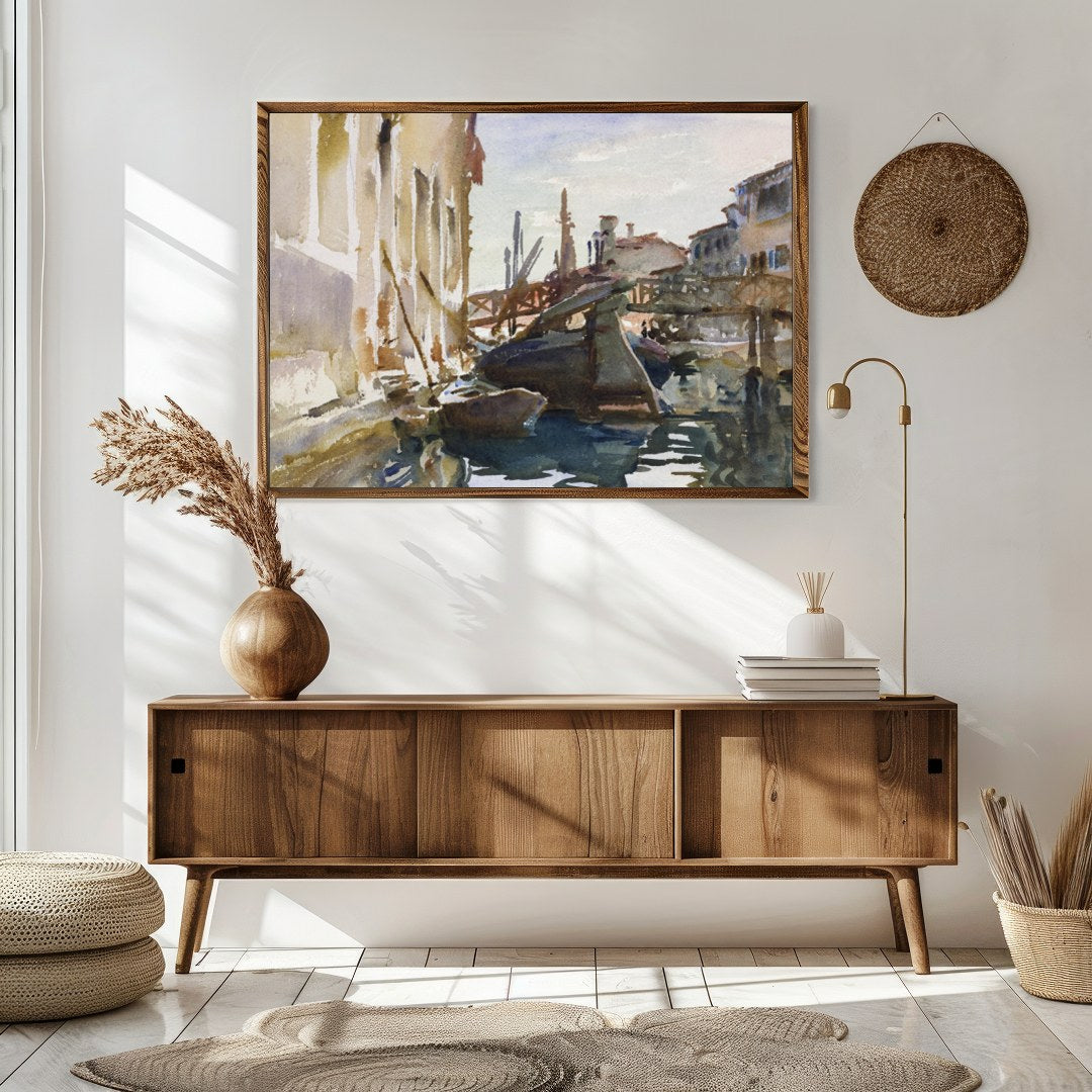 Immerse yourself in the serene beauty of Venice with this exquisite watercolor painting. Capturing for Sitting Area