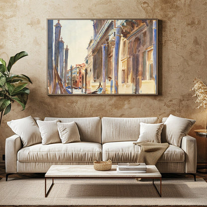Immerse yourself in the timeless charm of Venice with this captivating watercolor. The intricately for Family Room