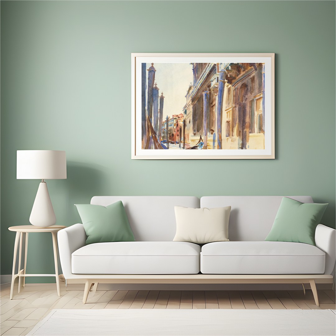 Immerse yourself in the timeless charm of Venice with this captivating watercolor. The intricately for Hall