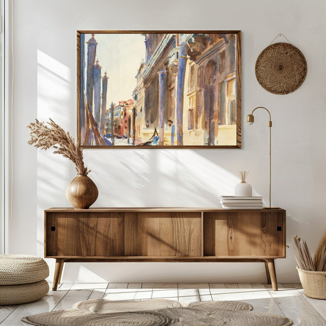 Immerse yourself in the timeless charm of Venice with this captivating watercolor. The intricately for Sitting Area