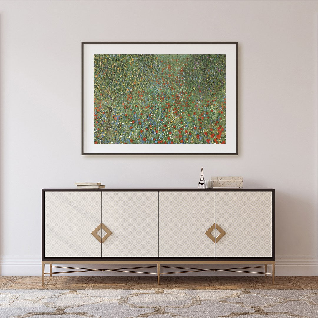 This captivating artwork showcases a lush field teeming with vibrant wildflowers, capturing the for Foyer