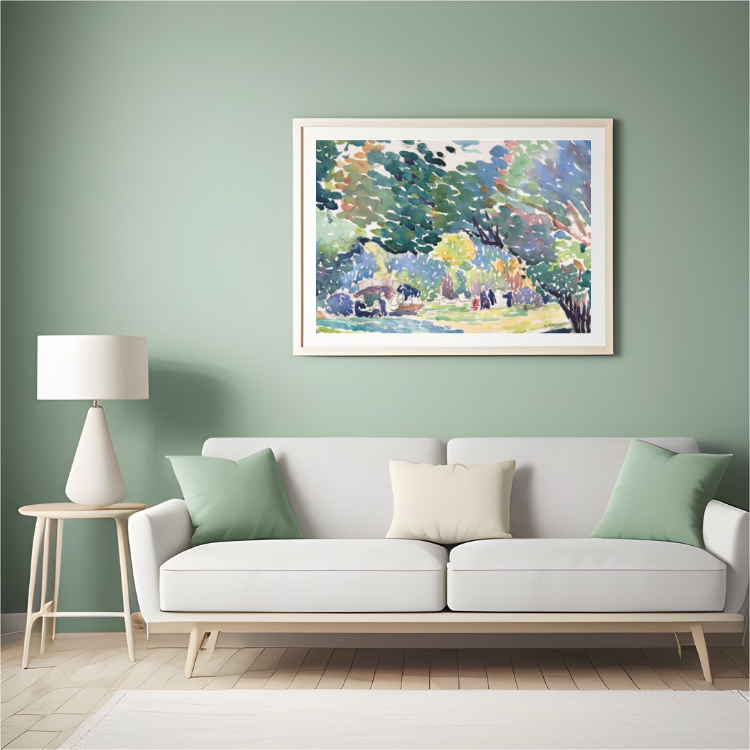 Immerse yourself in the serene beauty of nature with this vibrant watercolor landscape. The fluid for Hall