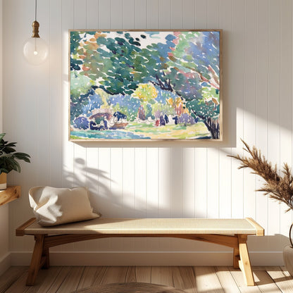 Immerse yourself in the serene beauty of nature with this vibrant watercolor landscape. The fluid for Hallway