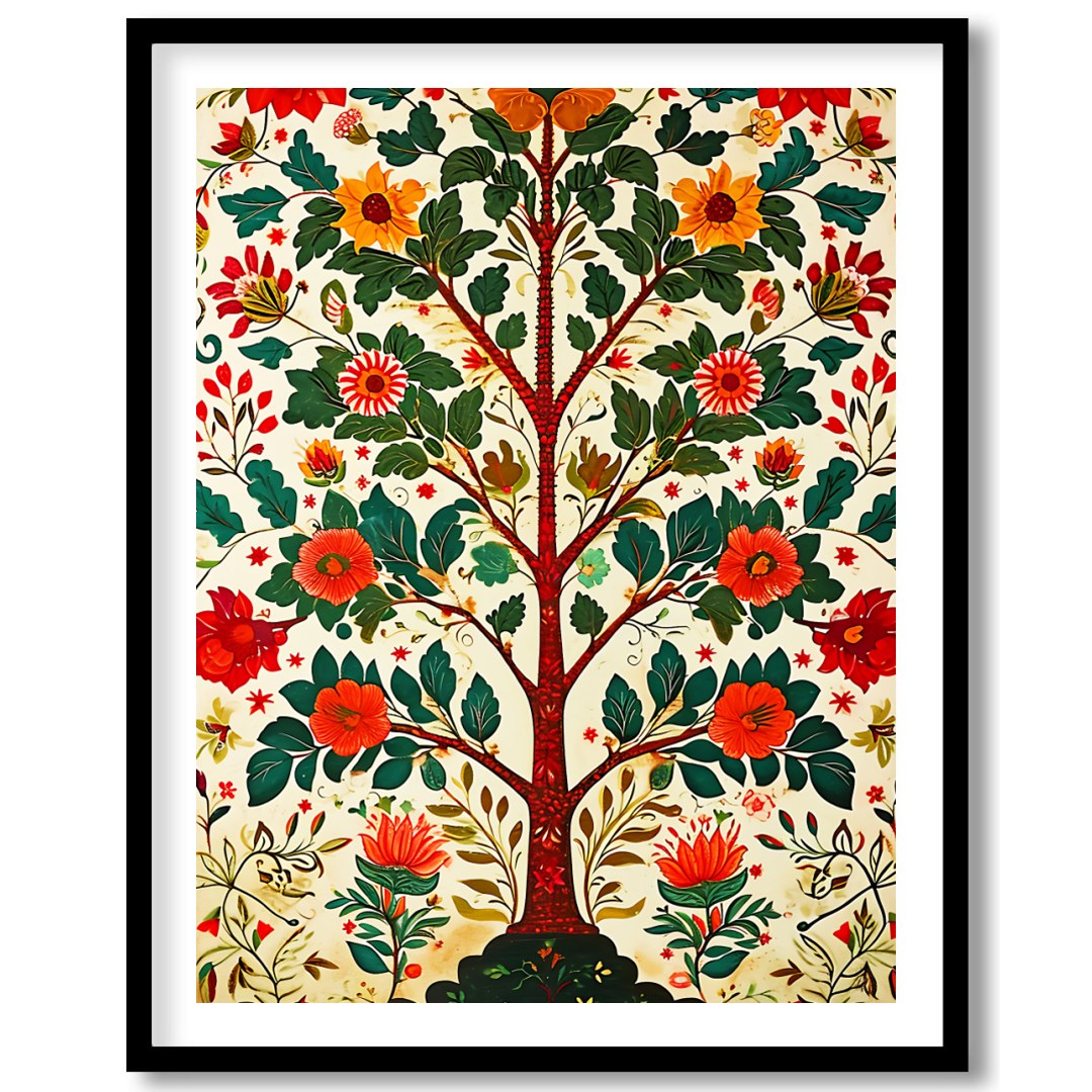 Introduce a touch of whimsy to your space with this vibrant artwork featuring an exuberant tree for bedroom
