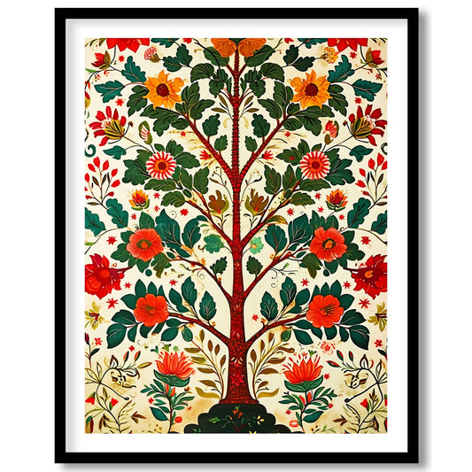Introduce a touch of whimsy to your space with this vibrant artwork featuring an exuberant tree for bedroom