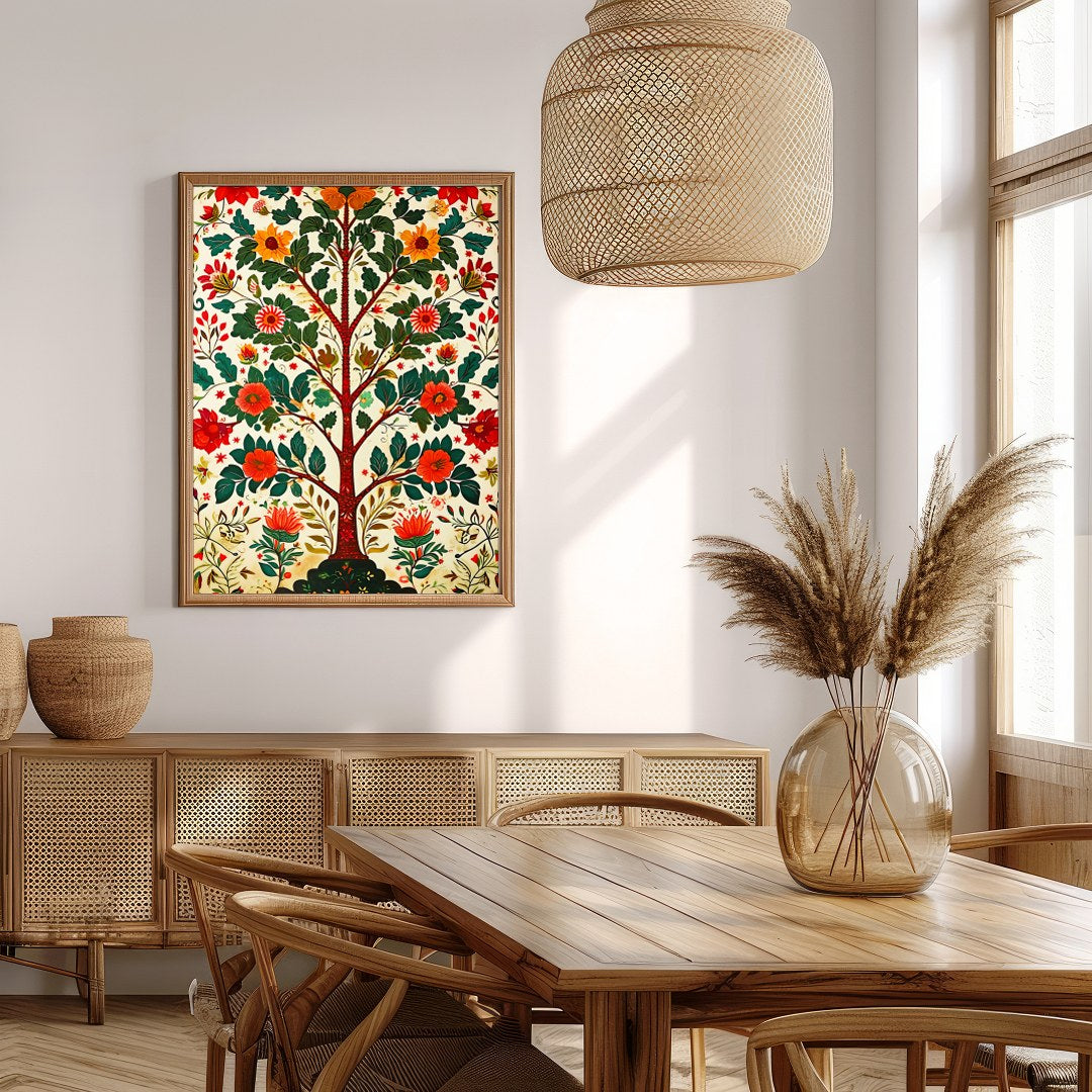 Introduce a touch of whimsy to your space with this vibrant artwork featuring an exuberant tree for Extra Kitchen