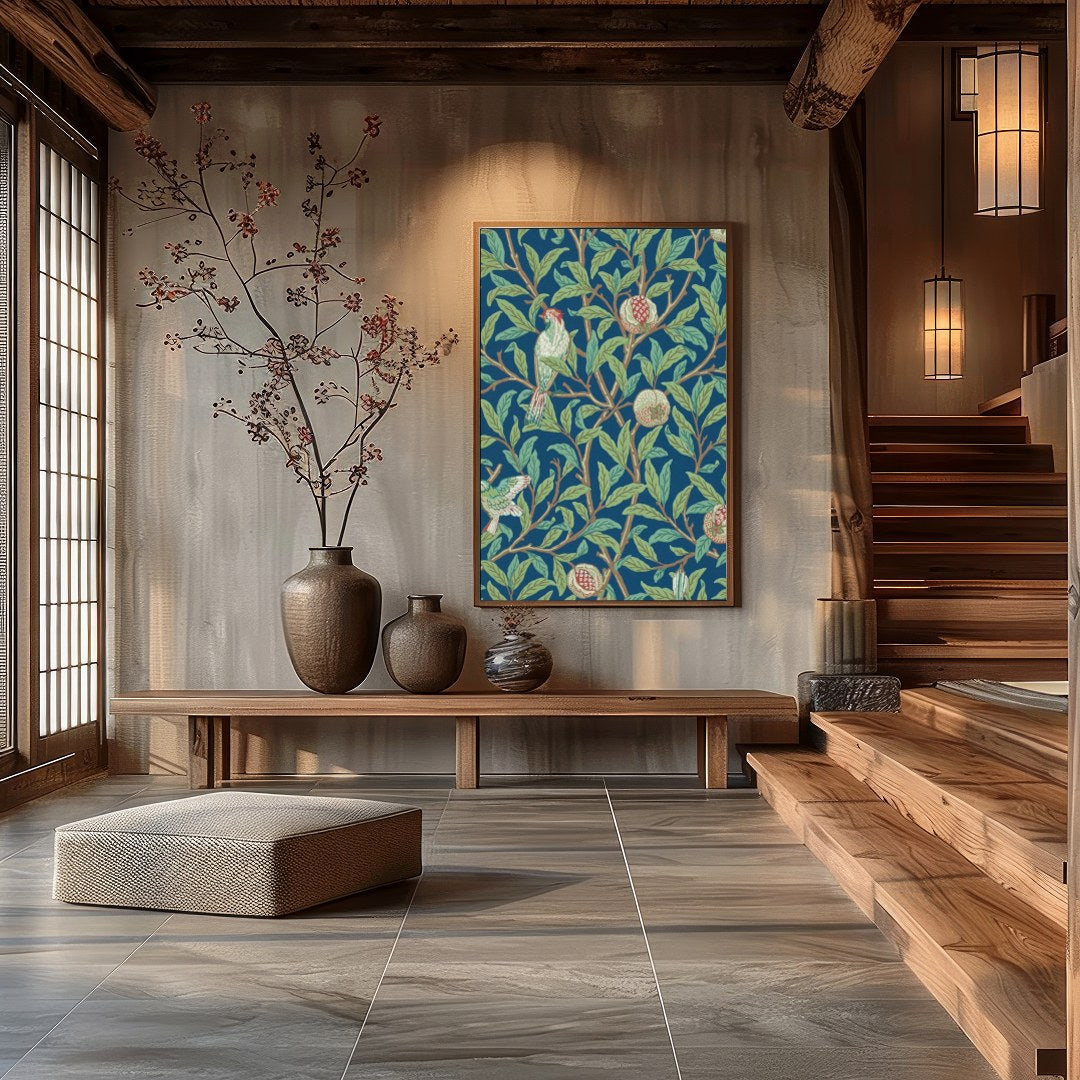 Experience the tranquil beauty of nature with this exquisite artwork featuring a pair of birds for Hall