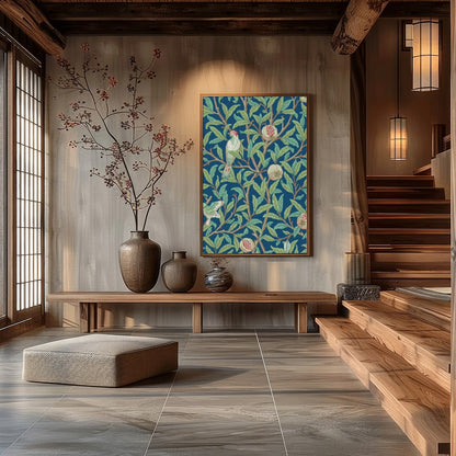 Experience the tranquil beauty of nature with this exquisite artwork featuring a pair of birds for Hall