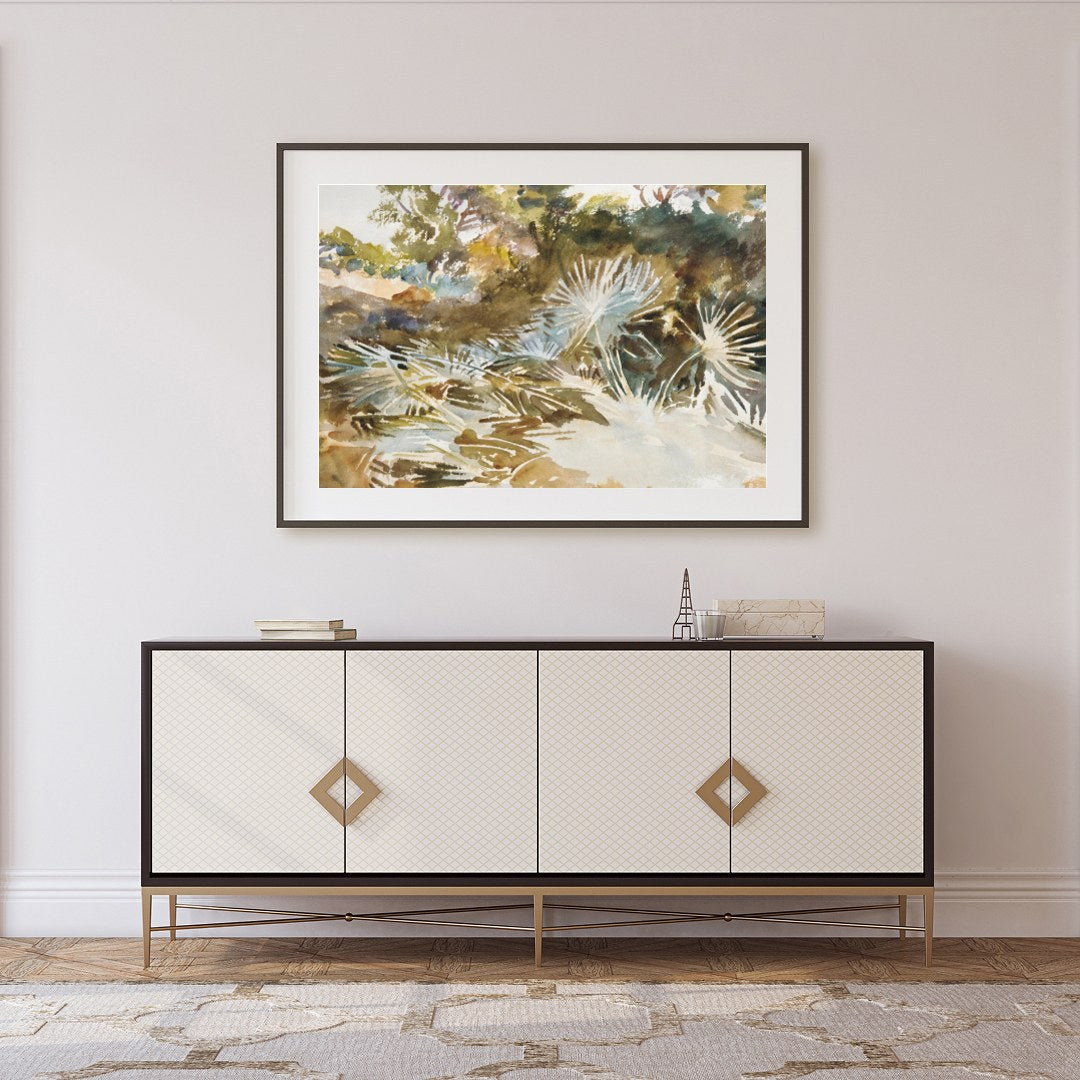 Immerse yourself in the serene beauty of nature with this exquisite watercolor painting. The for Foyer